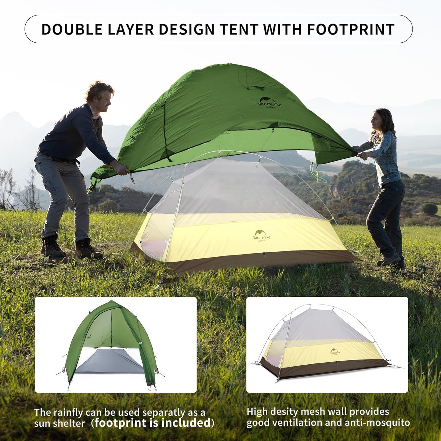 Cloud up 1 Person Backpacking Tent Lightweight Camping Hiking Dome Tent for 1 Man