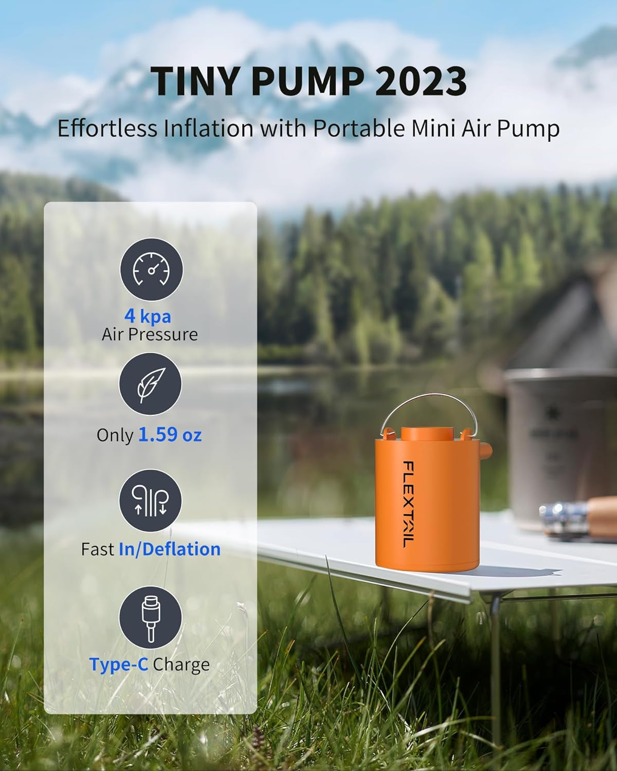 Portable Air Pump - Compact and USB Rechargeable - Perfect for Sleeping Pads