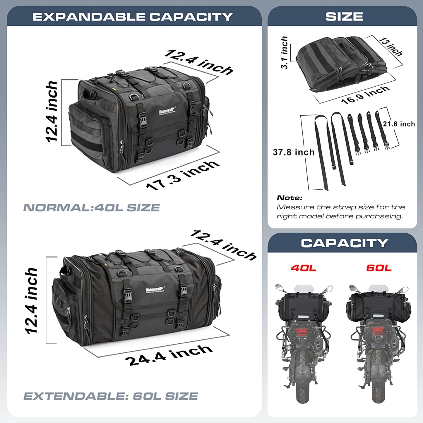 Rhinowalk Expandable Rear Luggage Bag 